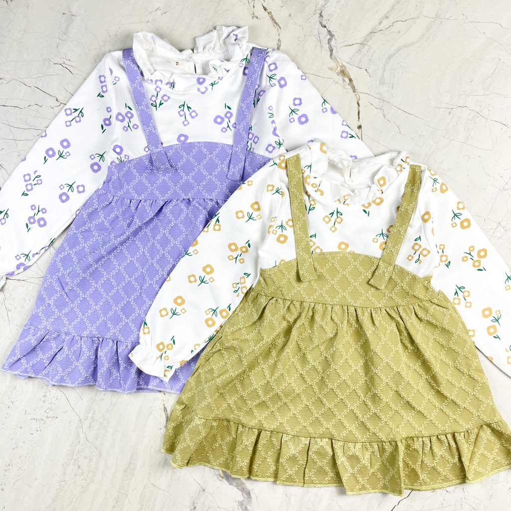 [BIGSIZE] Dress Waffle Lengan Panjang Anak Perempuan 1-5 Tahun Rok Mekar Fashion