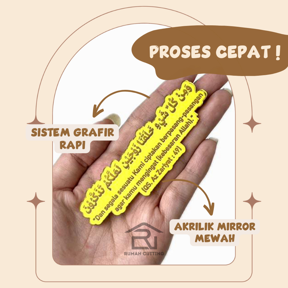 Ayat Outline Akrilik Mahar Pernikahan Akrilik Mirror Gold hiasan Pernikahan Mahar Akrilik Seserahan