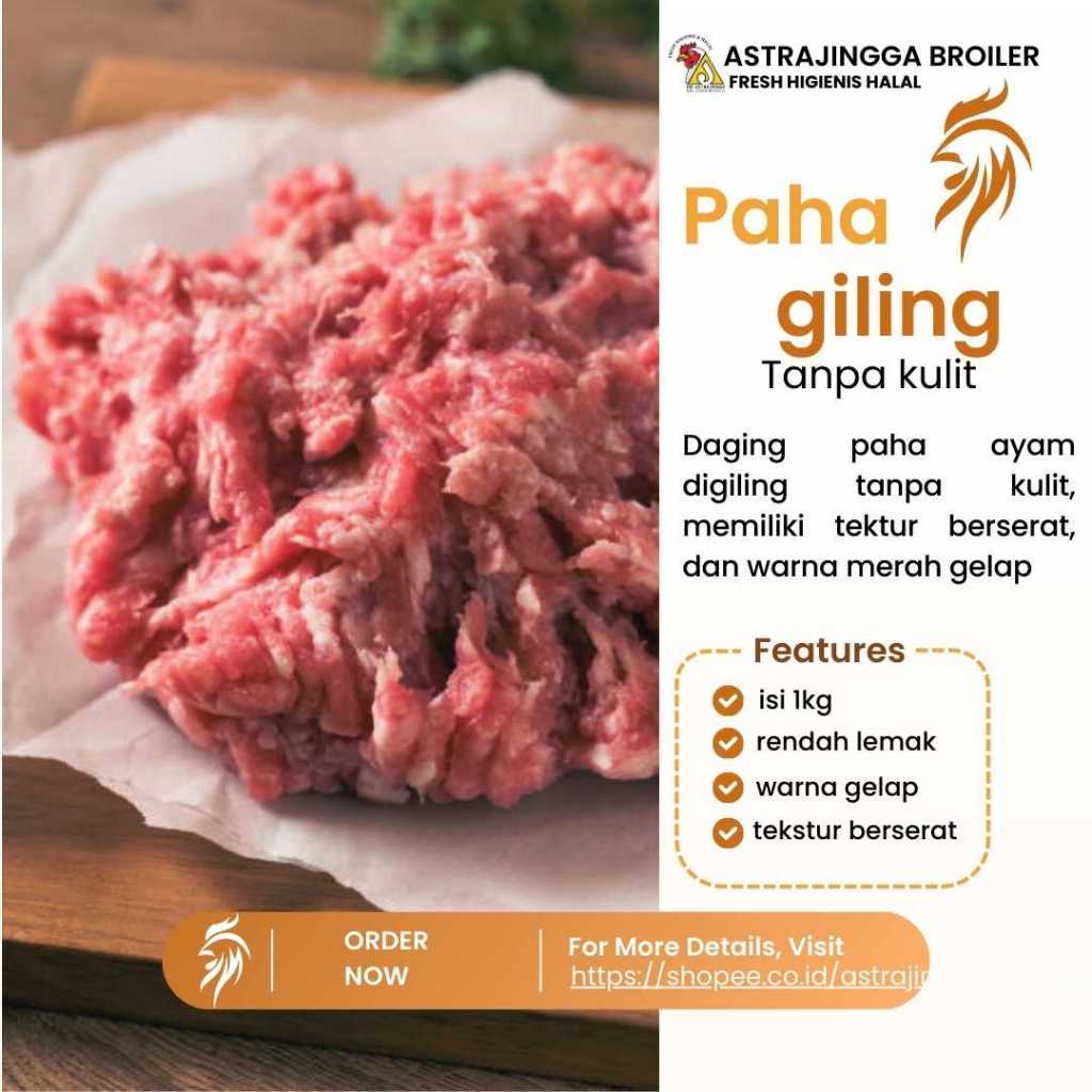 

Ay00! Daging ayam giling paha tanpa kulit 1Kg astrajingga broiler