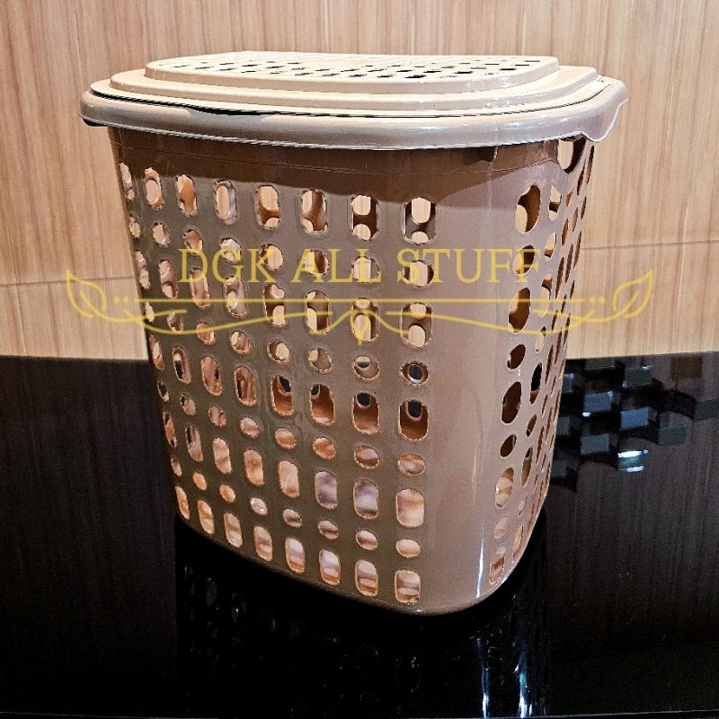 Keranjang Box Tempat Penyimpanan Laundry Basket Cucian Pakaian Baju Anak Bayi Kotor Bertutup Tutup B