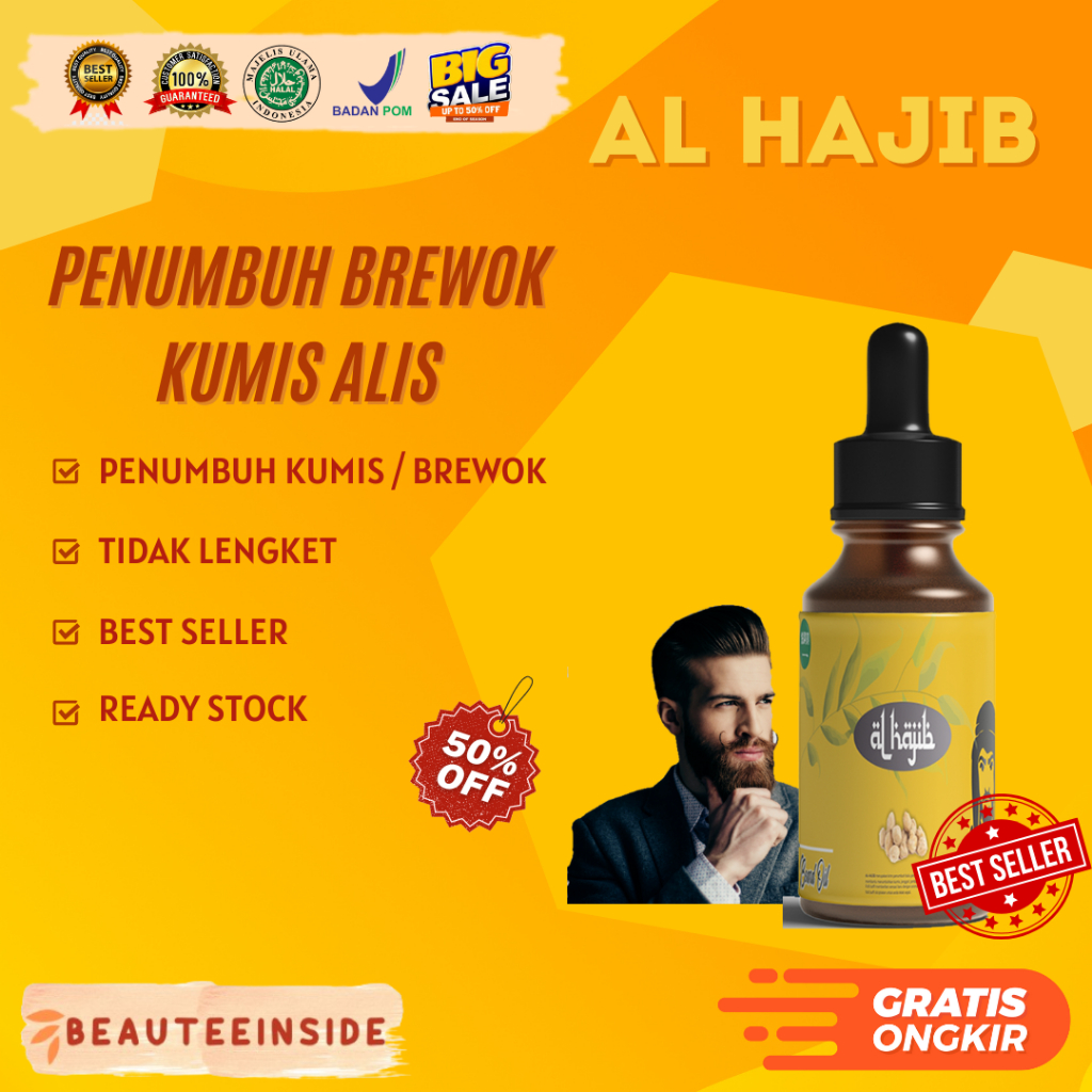 AL-HAJIB–Penumbuh dan Penebal jambang Ampuh menumbuhkan brewok jenggot kumis jambang dan alis alami