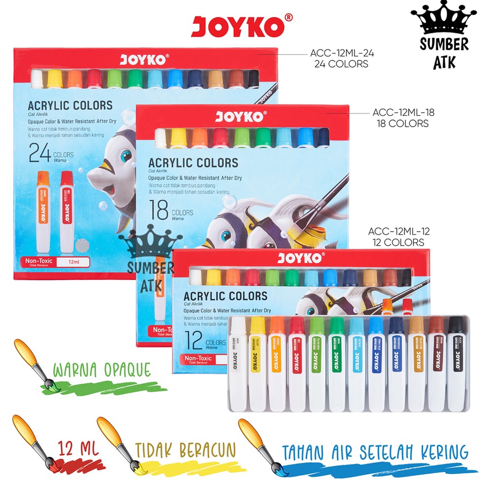 

KODE V73G Cat Akrilik Acrylic Color Joyko ACC12ML 12 18 24 WARNA