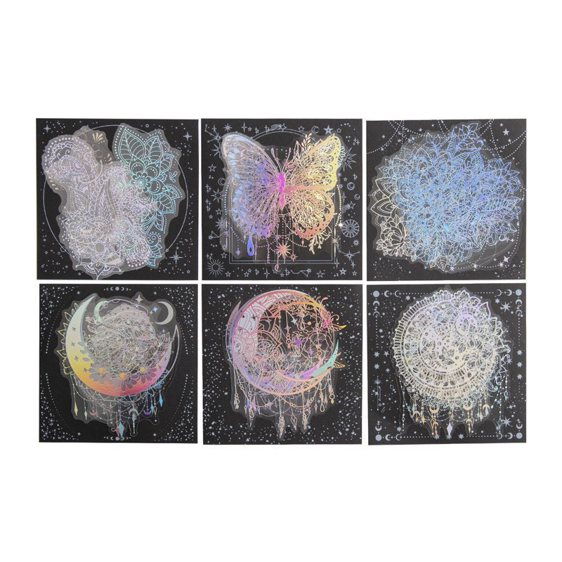 

(3ED) sticker silver foil hologram glitter motif mix journaling scrapbook