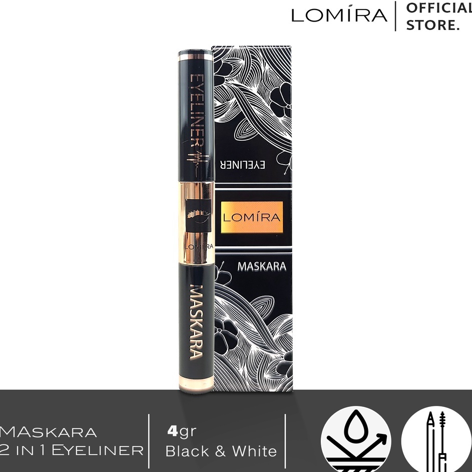 ORIGINAL Lomira ara  Eyeliner 2 in 1 Waterproof Tahan Lama Mascara Liner