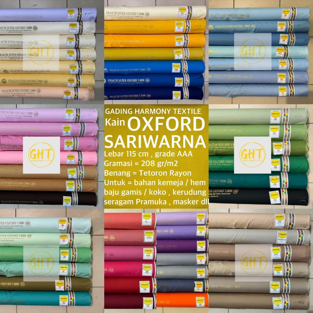 ( per 1 roll ) kain OXFORD SARIWARNA lebar 115 cm oxpot ospot sari warna katun tetoron rayon bahan b