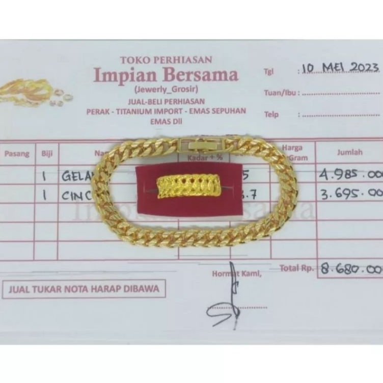 Murah Banget Promo gelang emas 5gram cincin rantai 37gram surat tertera