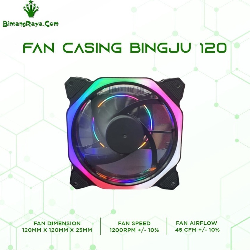 FAN CASING CPU BINGJU 12  BJ12 RGB FAN 12CM  12MM 12V