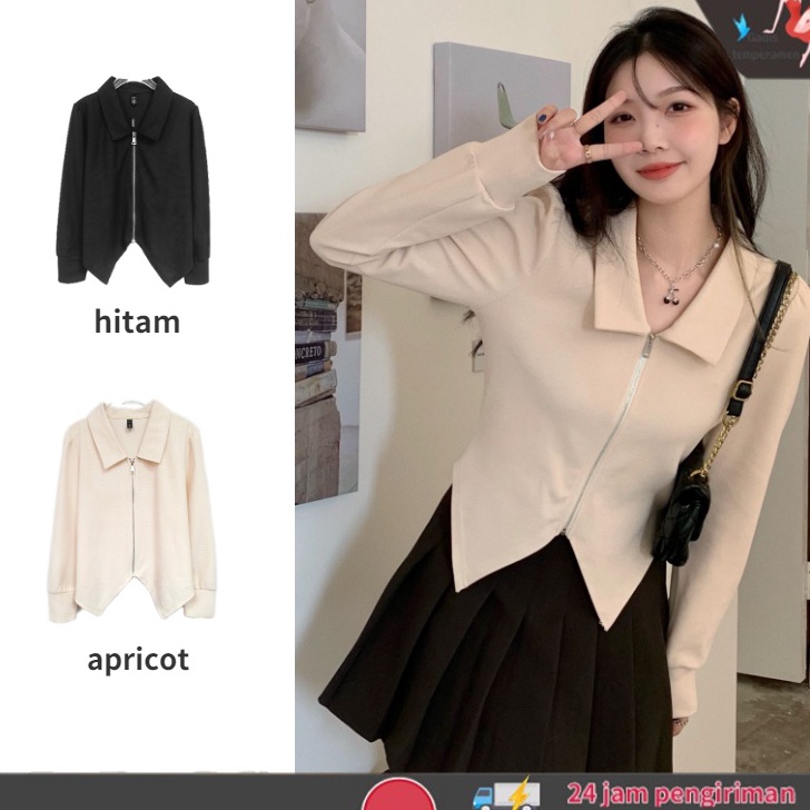 PROMO Outer Crop Korea Style Resleting Cardigan Wanita Lengan Panjang