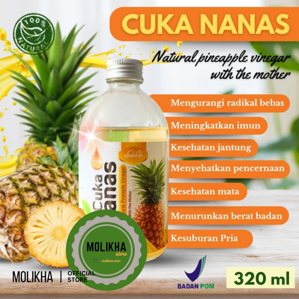 

Natural Cuka Nanas 320gr BPOM Pineapple Cider Vinegar 320gr Washfah