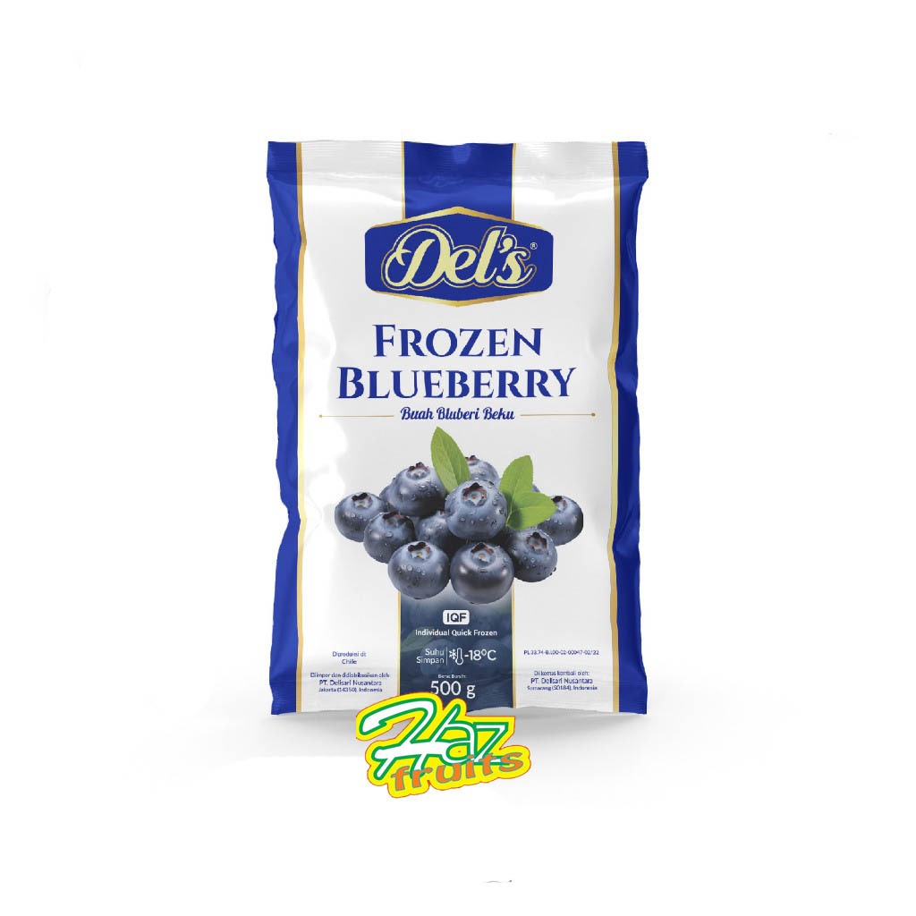 

Del's Frozen Blueberry / Buah Blueberi Beku - 500 Gram ( IQF )