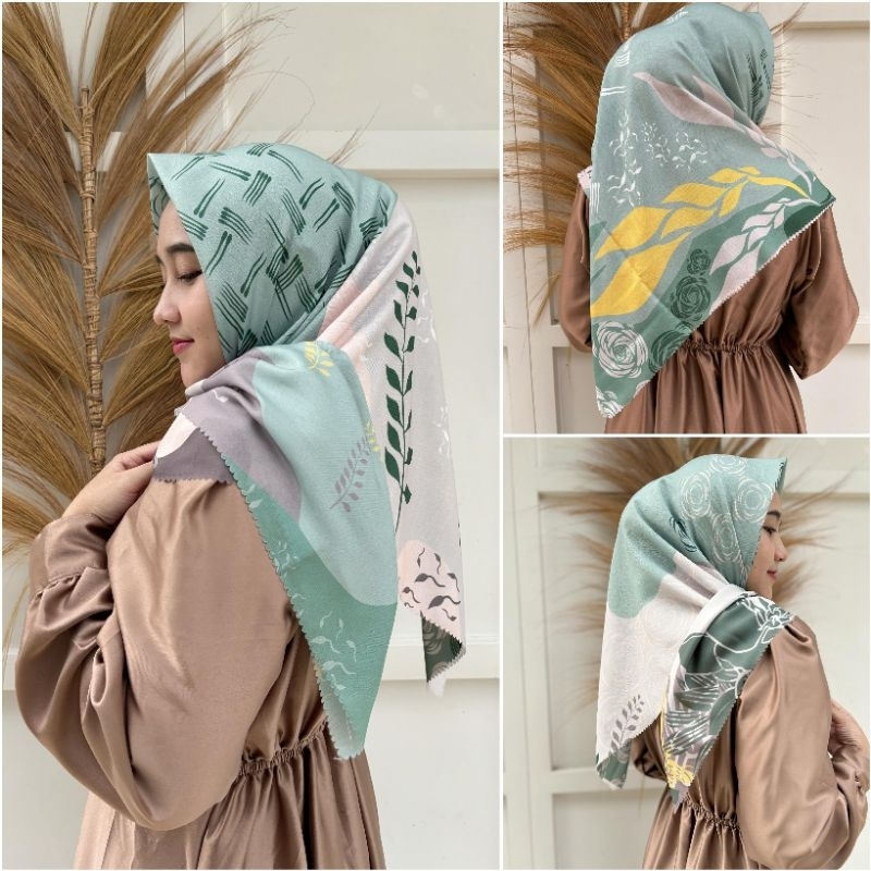 kerudung motif terbaru warna sage/hijab motif terbaru sage