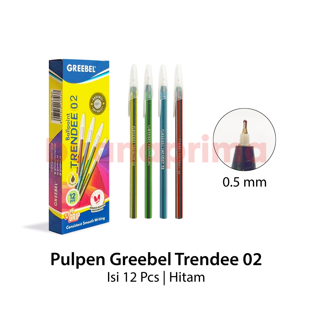 

Pulpen Greebel Trendee 0.5 mm per box 12 pcs Pen Hitam Pena