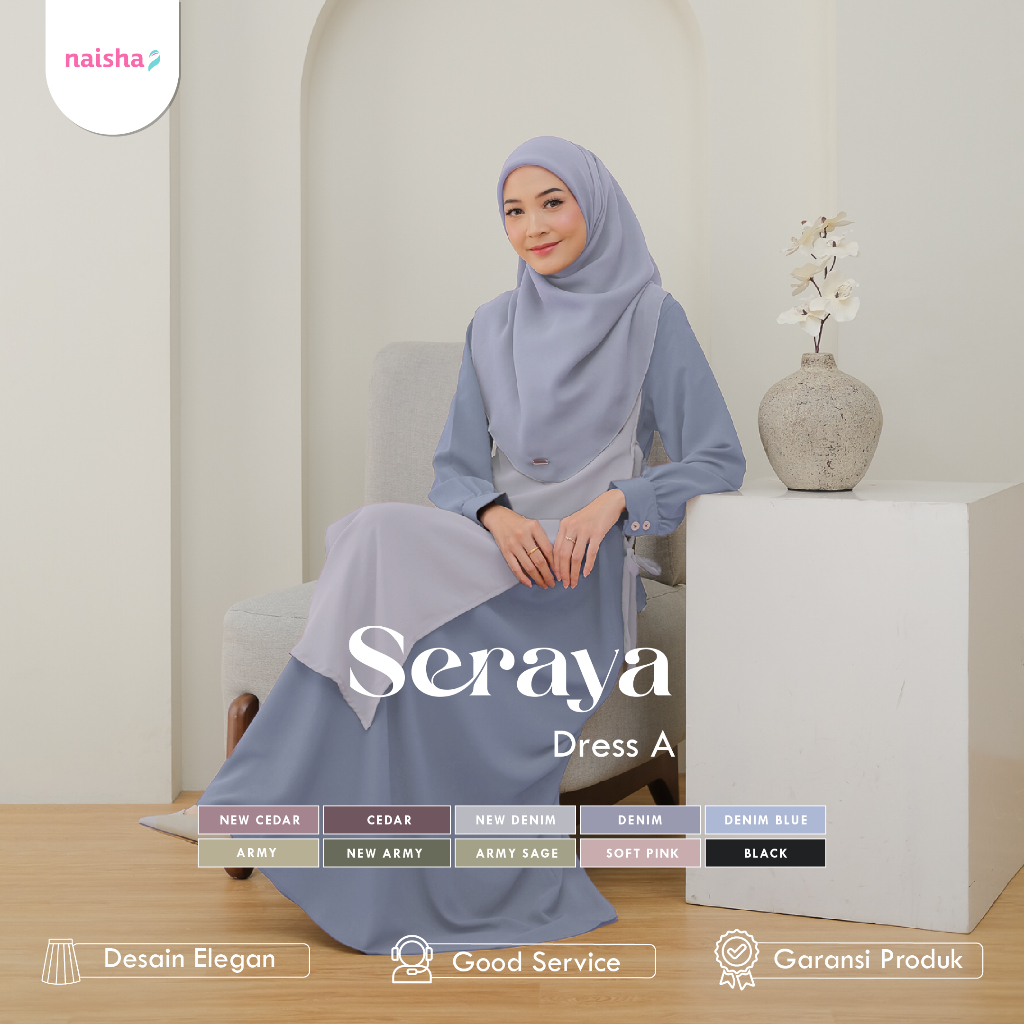 Naisha Official - Seraya Dress 2in1 (A) All Variants | Seraya Family Set | Gamis Couple