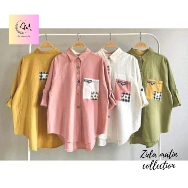 ATASAN TUNIK KEMEJA SAKU KOTAK LUBANA KEKINIAN