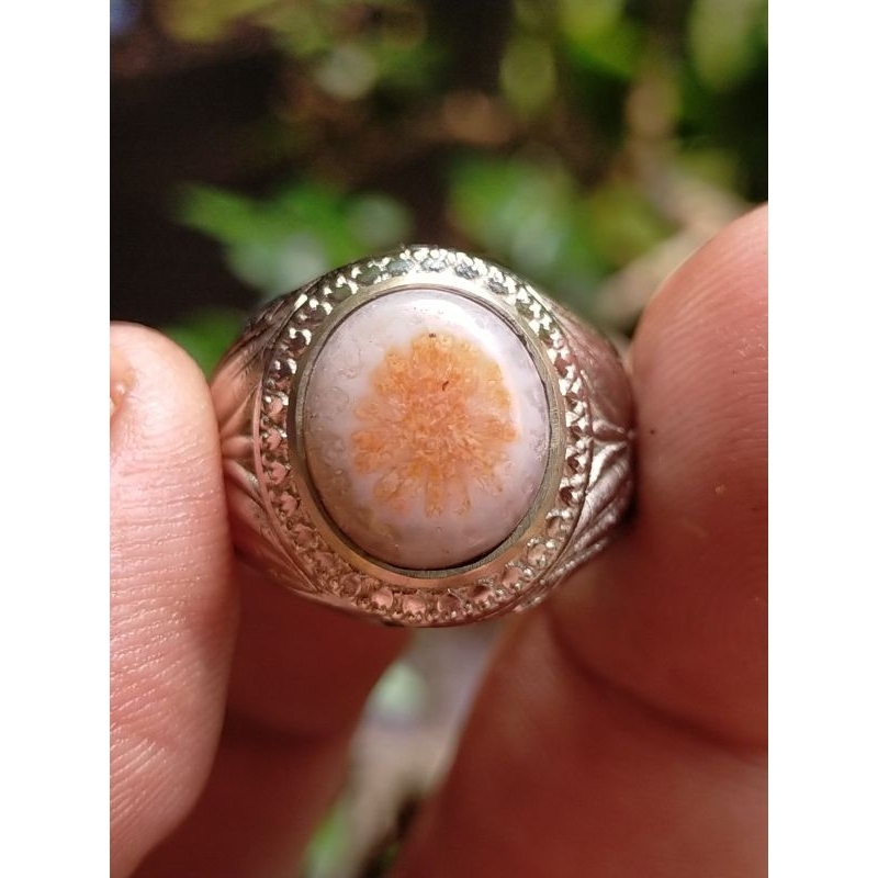 cincin batu akik natural teratai tunggal