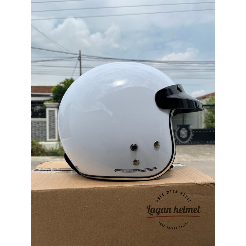 Helm Bogo Retro Full Leger List Chrome SNI - Dewasa Pria & Wanita (TANPA KACA)