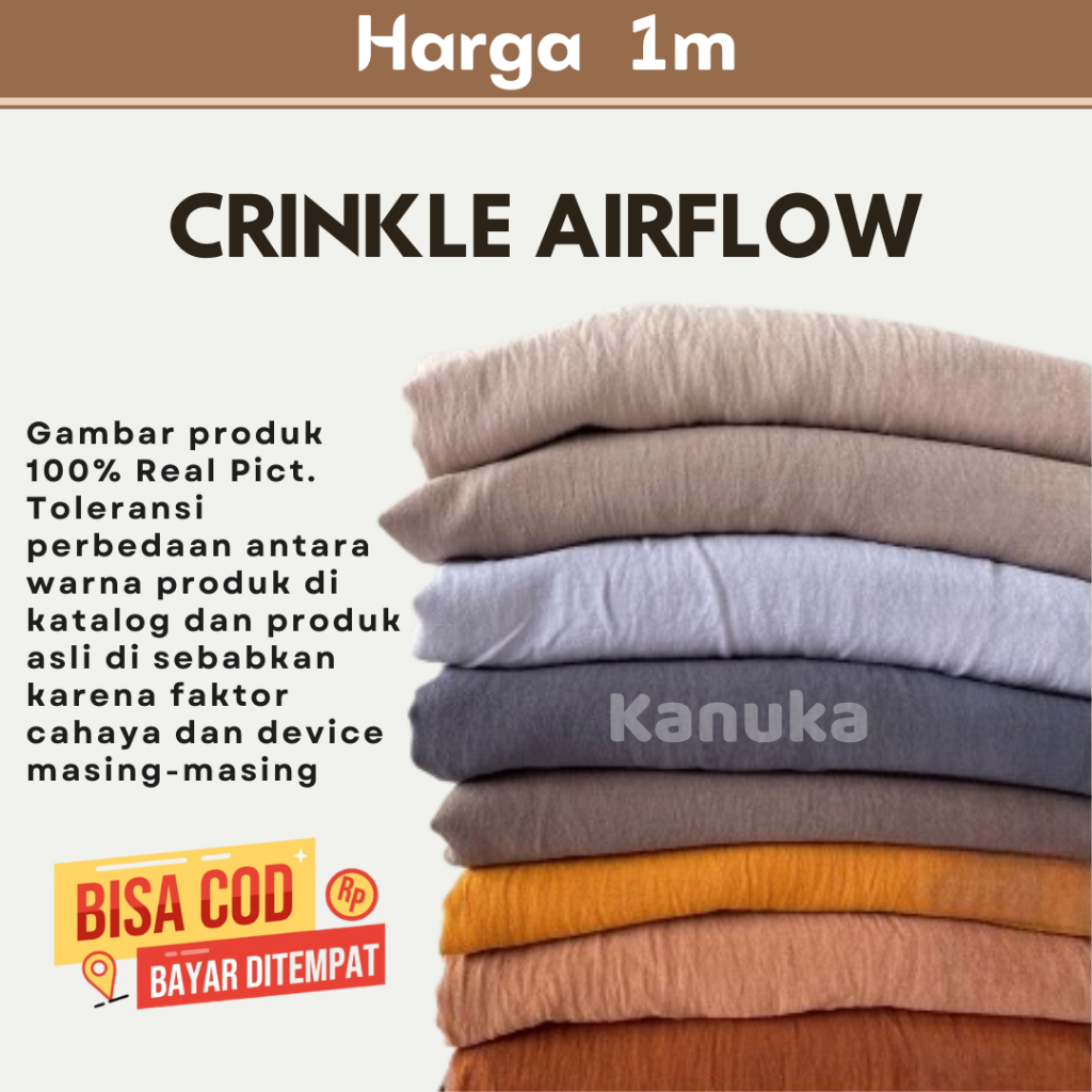 Kain CEY Airflow Crinkle Harga 1m Import Bahan Crincle Stretch Premium Bahan Mukena Gamis Jilbab