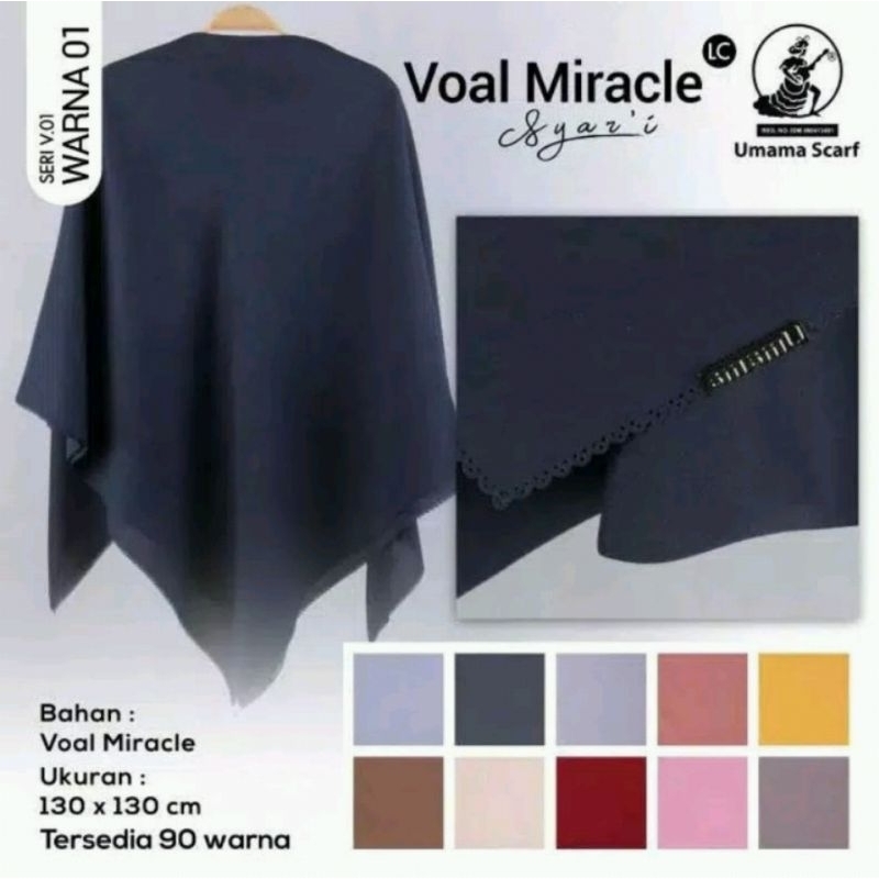 VOAL MIRACLE SYARI LC Umama Syar'i Laser Cut Jilbab Hijab POLOS JUMBO