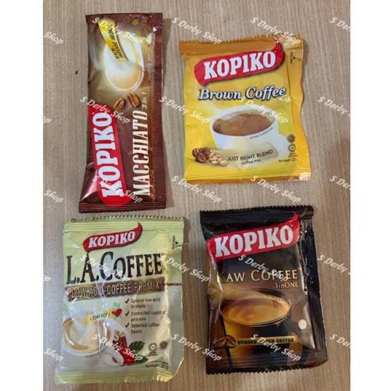 

Kopiko Brown Coffee Macchiato Kaw Low Acid Kopi Ecer Sachet de