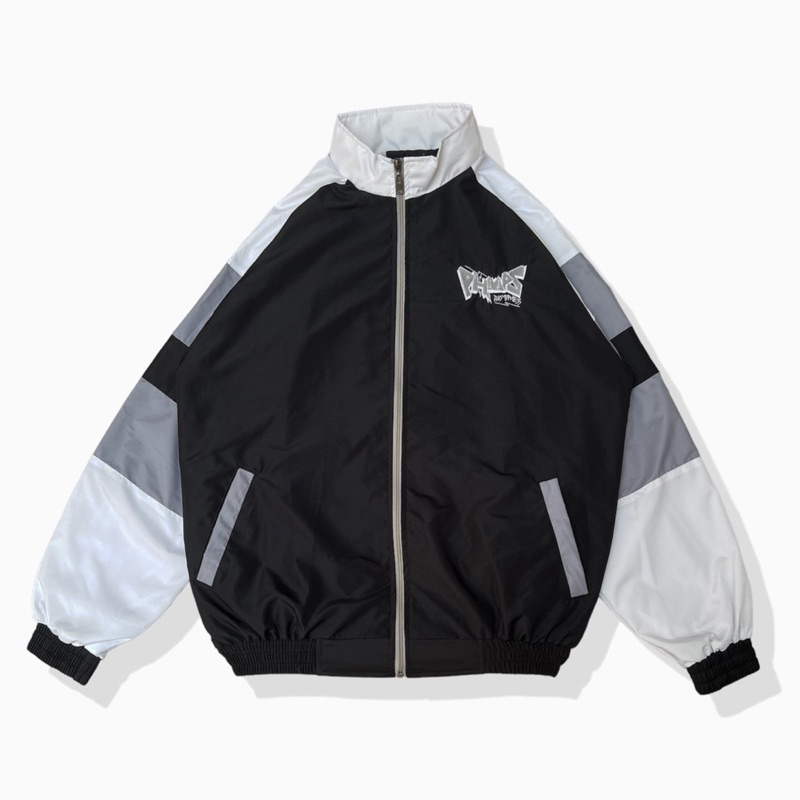 Jaket Retro Hitam Jaket Vintage Sport Pria Wanita