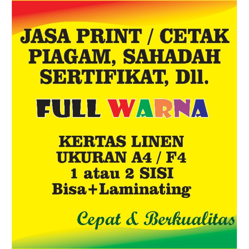 

print piagam sertifikat