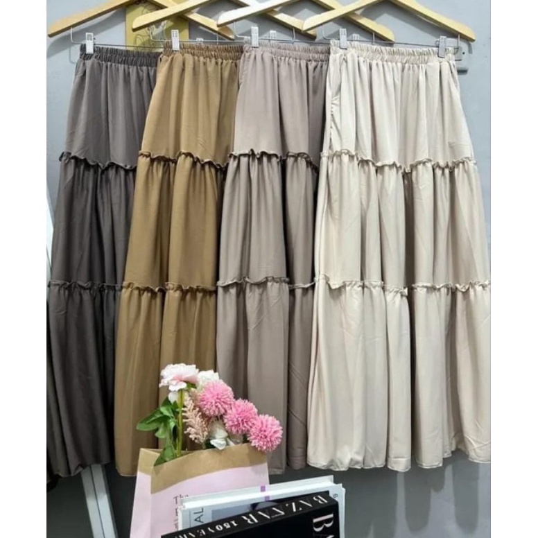 Modern ROK SUSUN MAYUNG PREMIUM  BASIC SKIRT  SUSUN SKIRT ROK MUSLIMAH PANJANG MURAH KERJA NGANTOR K