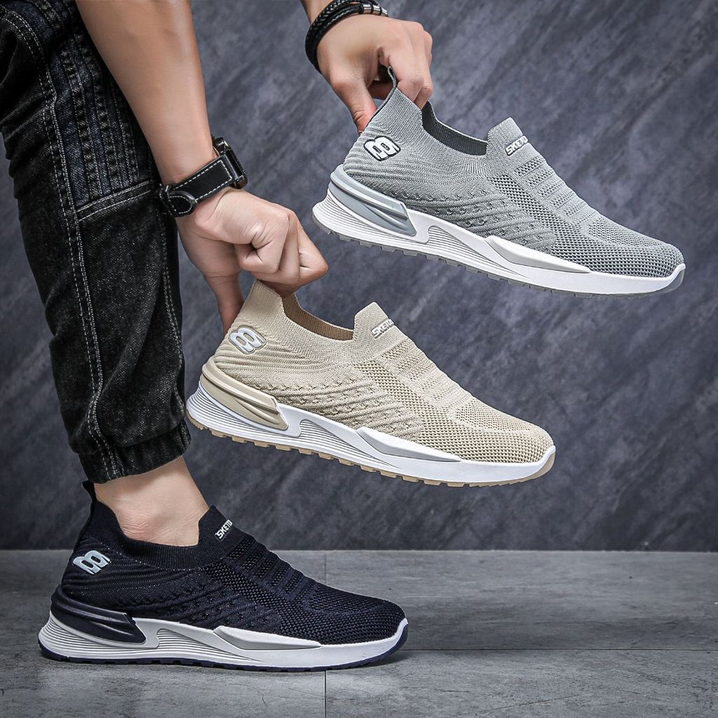 NEPTUNE Sepatu Sneakers Slip On Kanvas Rajut Pria Tanpa Tali NOV 12