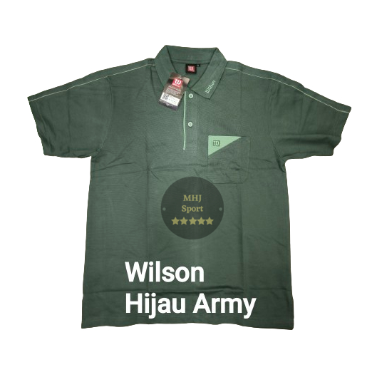 Kaos kerah Olahraga BORDIR WILSON DI KERAH HIJAU ARMY