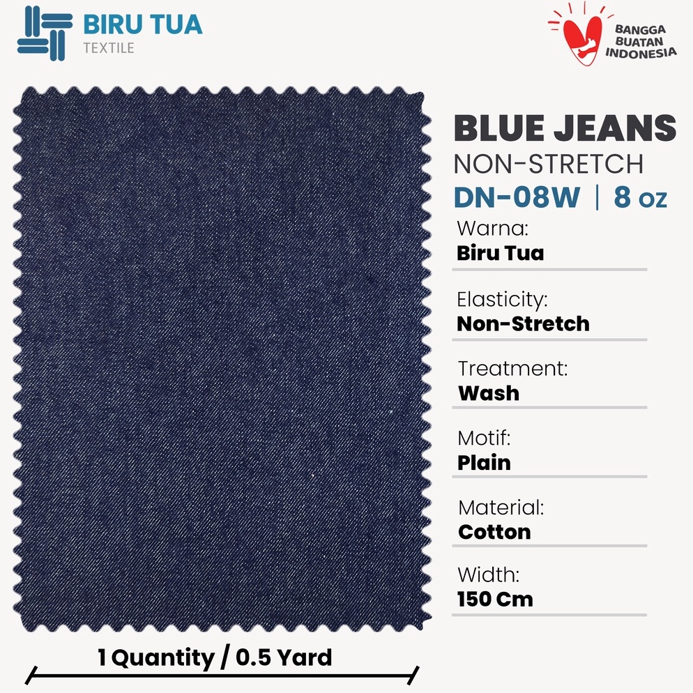 Kepuasan Belanja Bahan Blue Jeans 8 Oz  washed  non stretch  Kain Denim