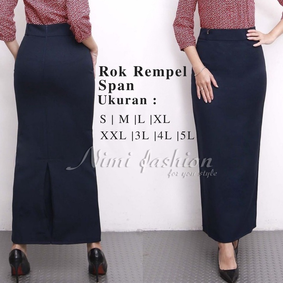 Paling Bagus NIMI  Rok Kerja Wanita Panjang Span Rempel Belakang Rok Hitam Kantor