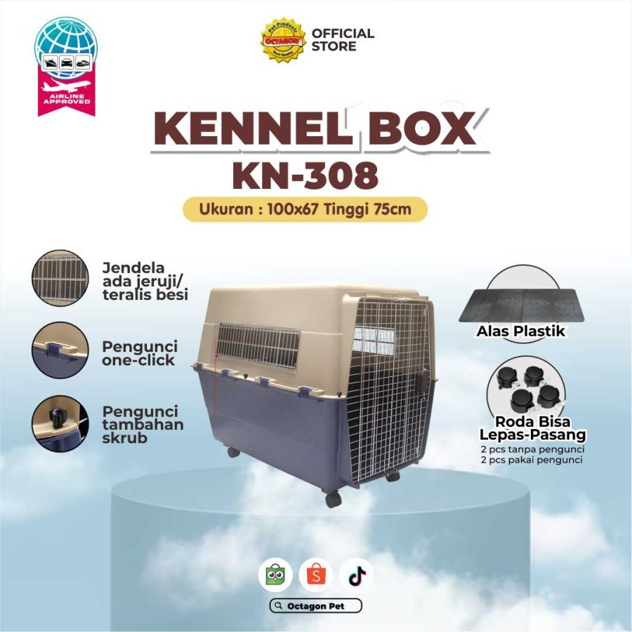 Kennel Box Pet Crate Cargo Travelling Anjing Besar XL KN-308