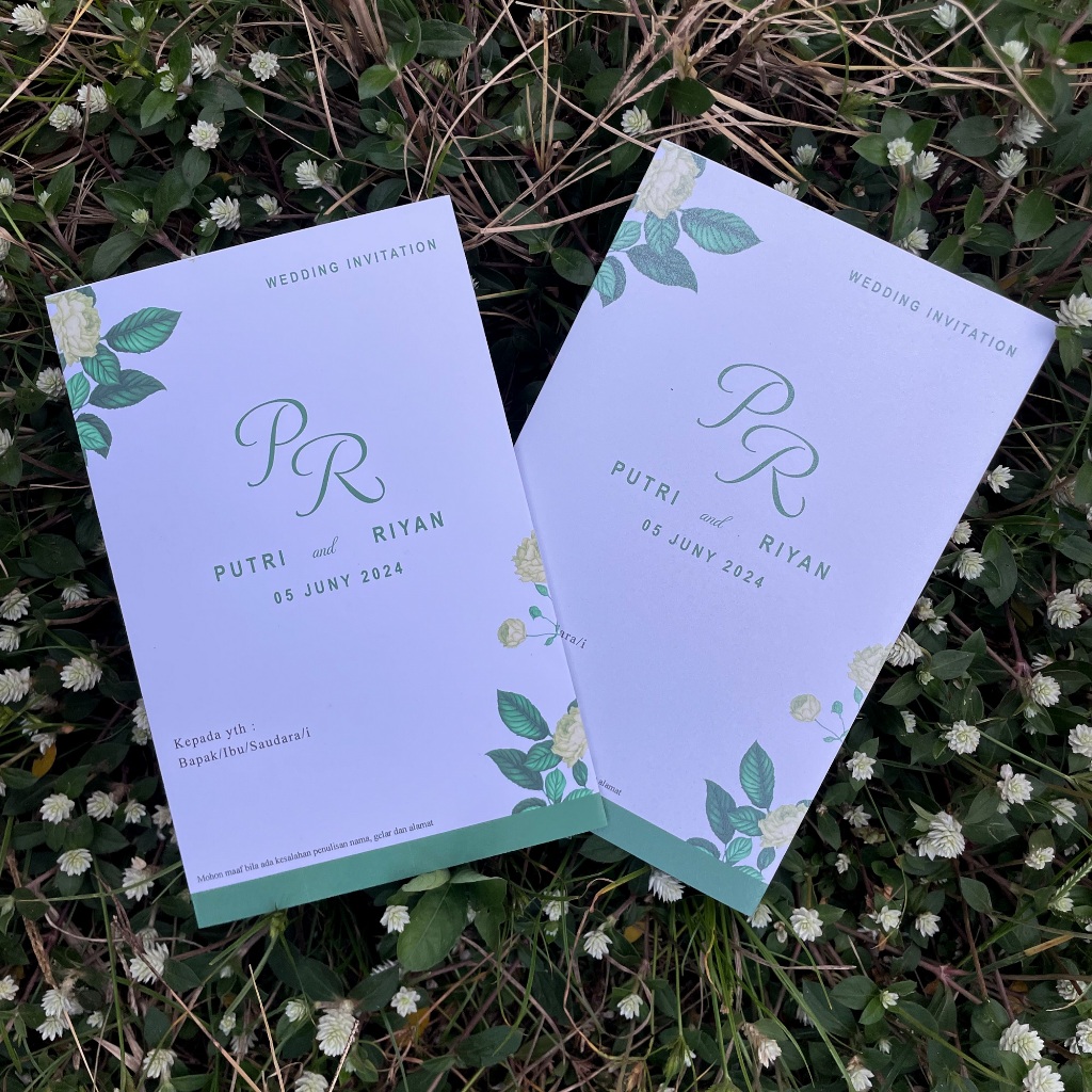 Undangan Pernikahan lipat 3 hijau. Undangan Pernikahan simple, elegant, Murah dan Mewah