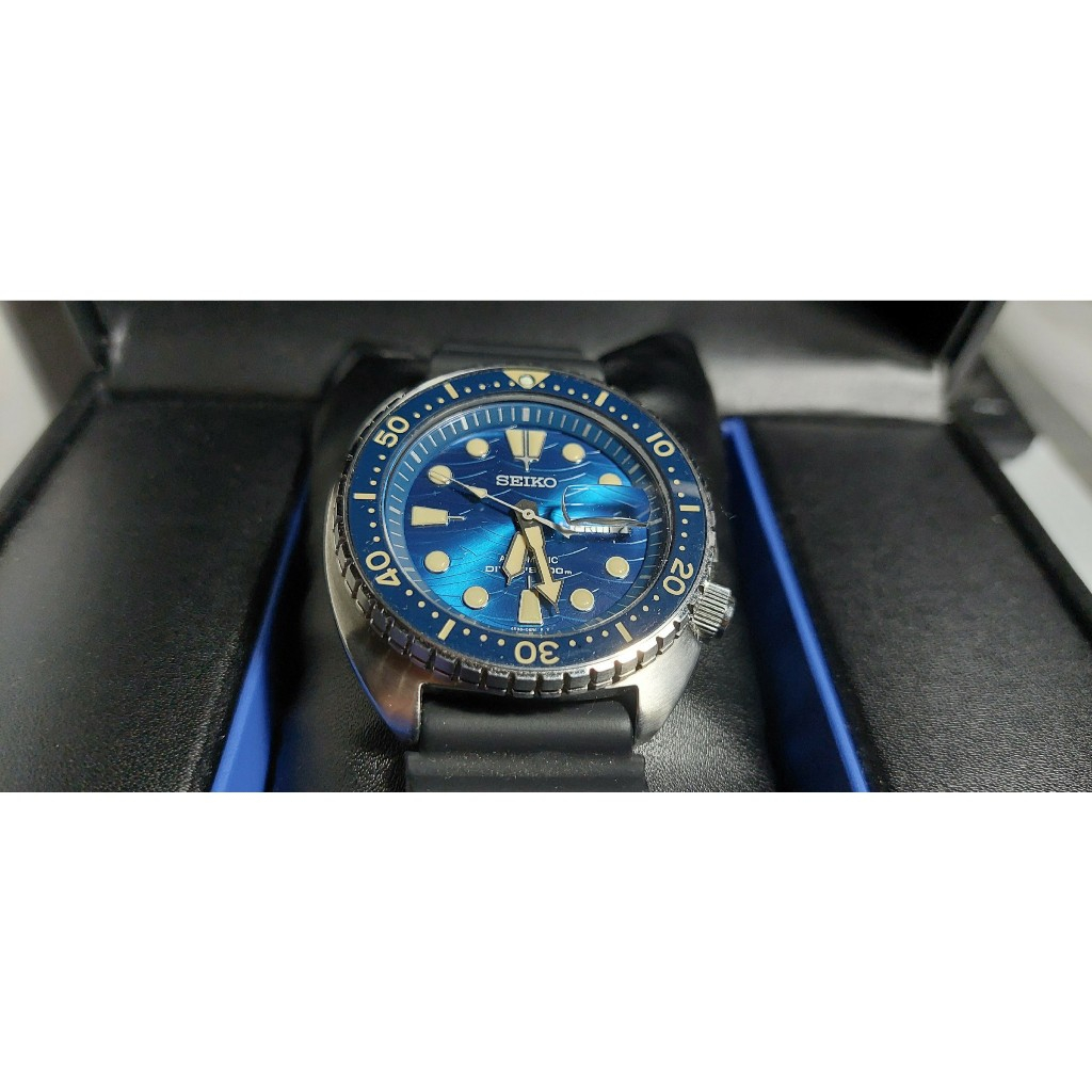 Jam Tangan original Seiko Prospex SRPE07K1 King Turtle Automatic Blue Dial Black Rubber Strap bekas