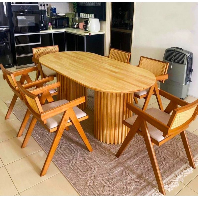 meja kursi kayu jati 111111 + busa dudukan kursi