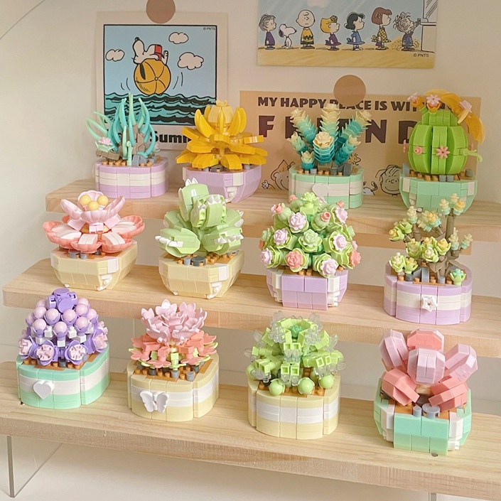 ART M98N PaPaPa  COD  Pot Sukulen Bunga DIY Mini Flower Block  Mainan Kreatif Ruang Dekorasi Buket M