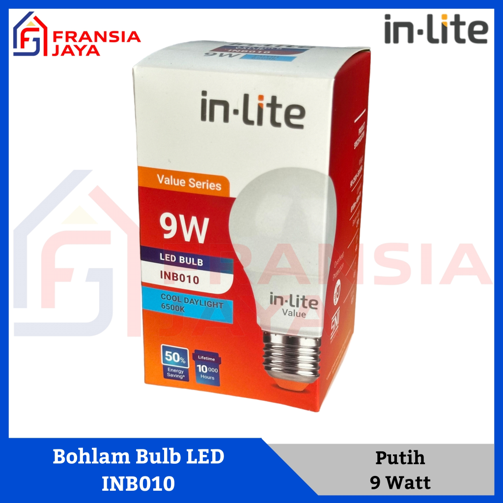 Lampu Bohlam Bulb LED 9 Watt Putih INB010 InLite