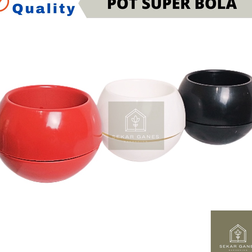 TEBUS MURAH Sekarganes Pot Super Bola Hitam Putih Merah Bata Pot Bulat Vienna Putih Coklat Besar Pot
