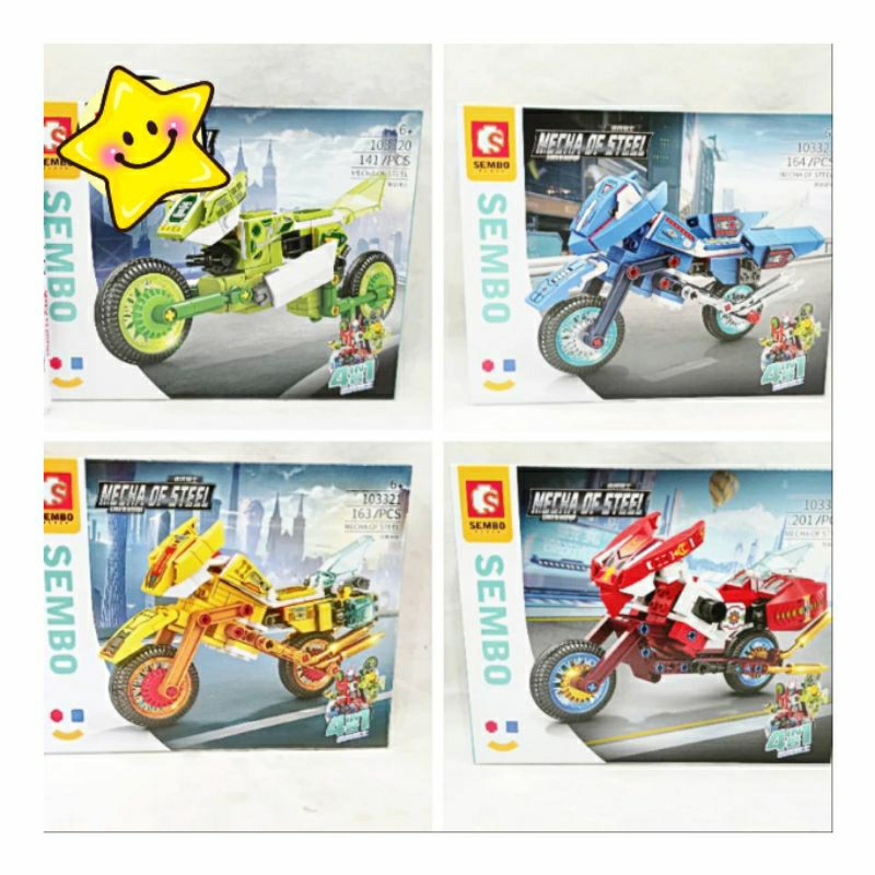 Bricks Block Sembo Mecha of Steel Motorcycle Robot 4in1 103320