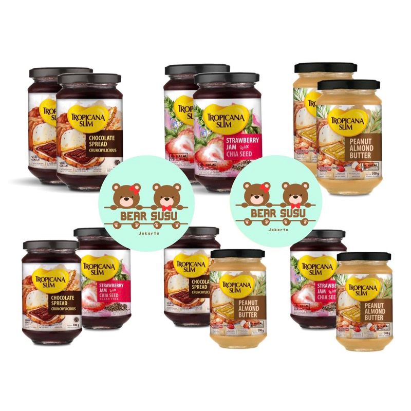 

Tropicana Slim Selai Twin Pack Chocolate Spread / Peanut Almond Butter / Royal Matcha Spread 300gr / Strawberry Jam 375gr