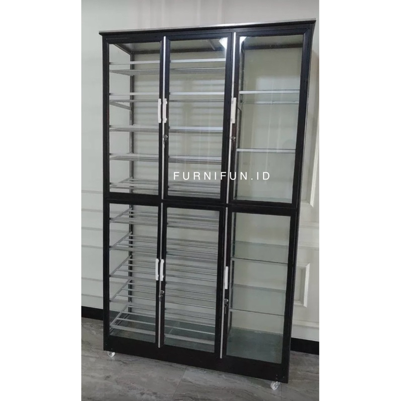 Rak Sepatu Kaca / Rak Helm Kaca / Rak tas Kaca