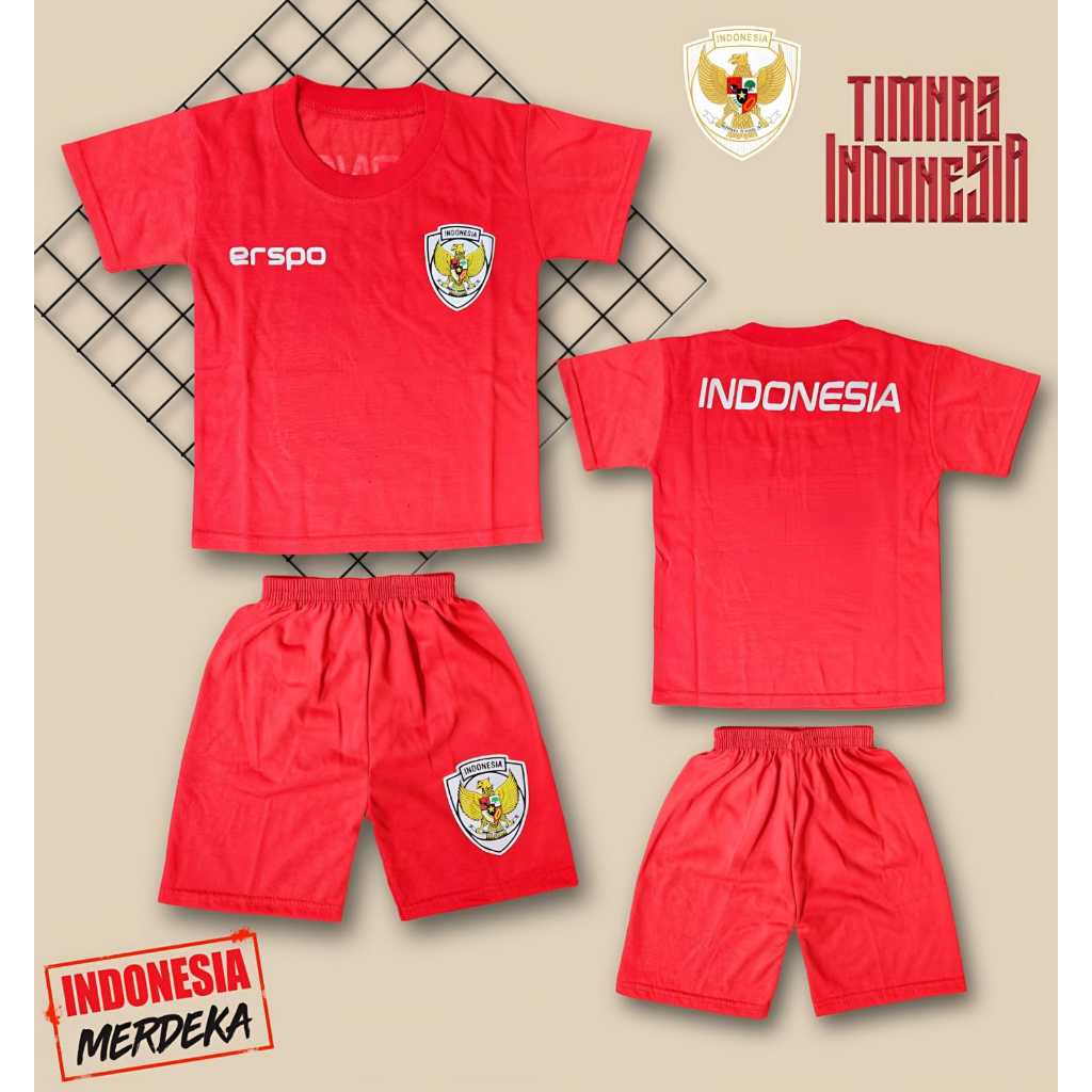 SETELAN BAJU ANAK TIMNAS INDONESIA TERBARU / BAJU TIMNAS ANAK LAKI