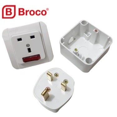 BROCO Galleo Set Stop Kontak AC Outbow Warna Putih