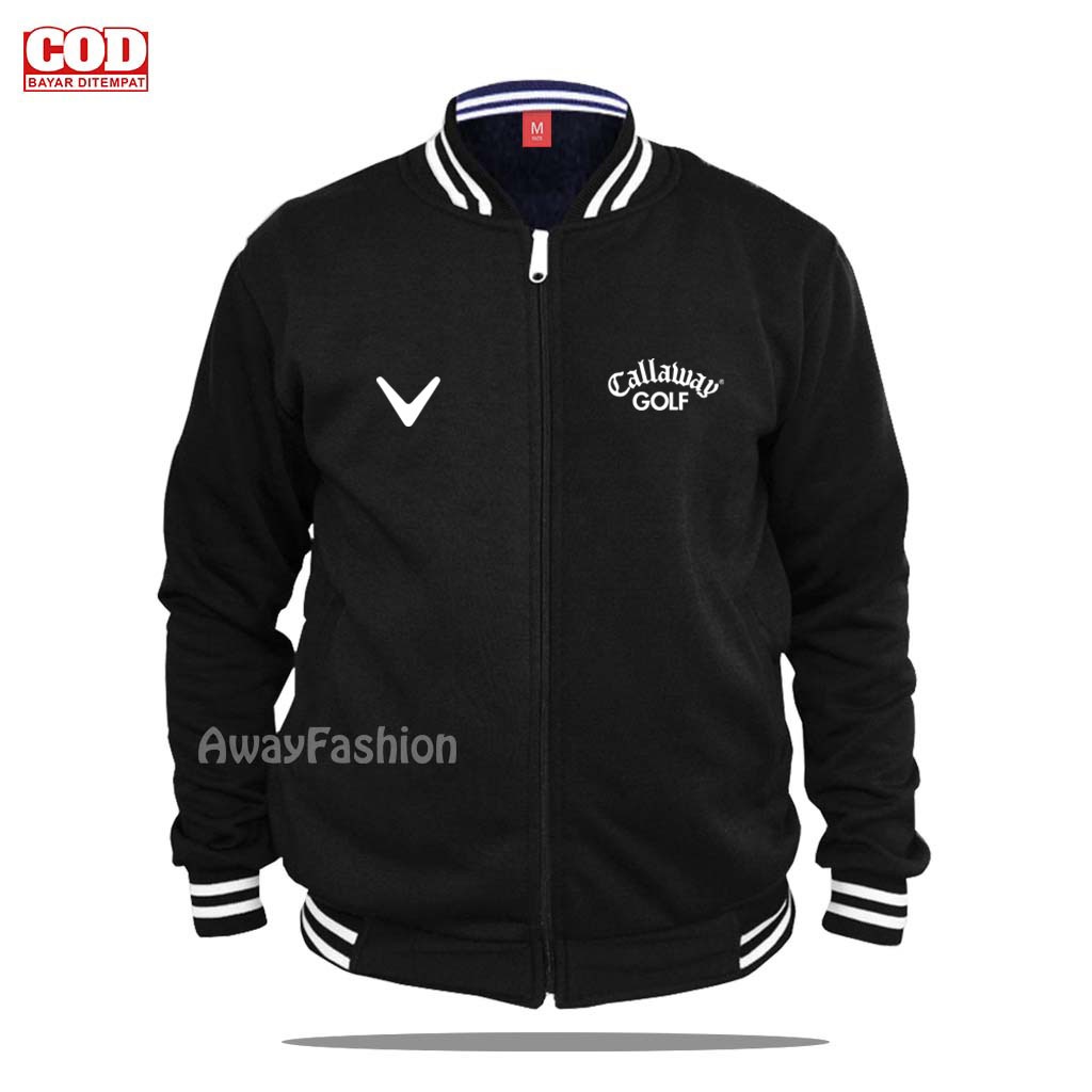 BISA COD Jaket Bomber Varsity Baseball Resleting Callaway | Keren | Text Putih Jaket Varsity Pria | 