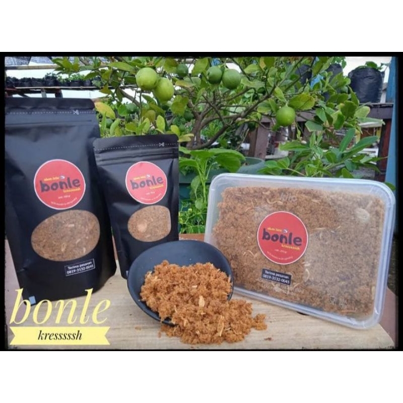 

Lebonci Abon Lele ukuran 50 gr, 100 gr dan 250 gr.