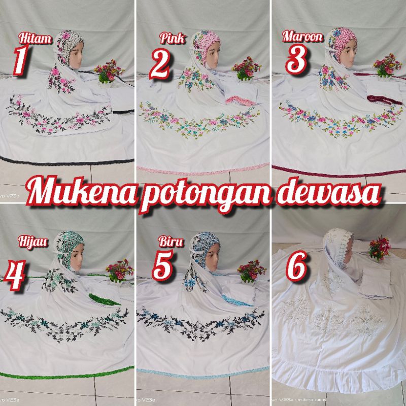 Mukena dewasa potongan polino katun bordir kudus