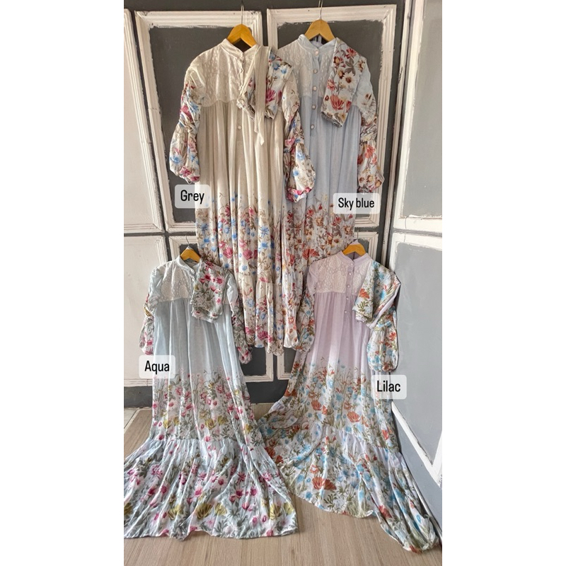 Senyorita Hijab Dress Meijiewang Bahan Sifon Premium Include Jilbab