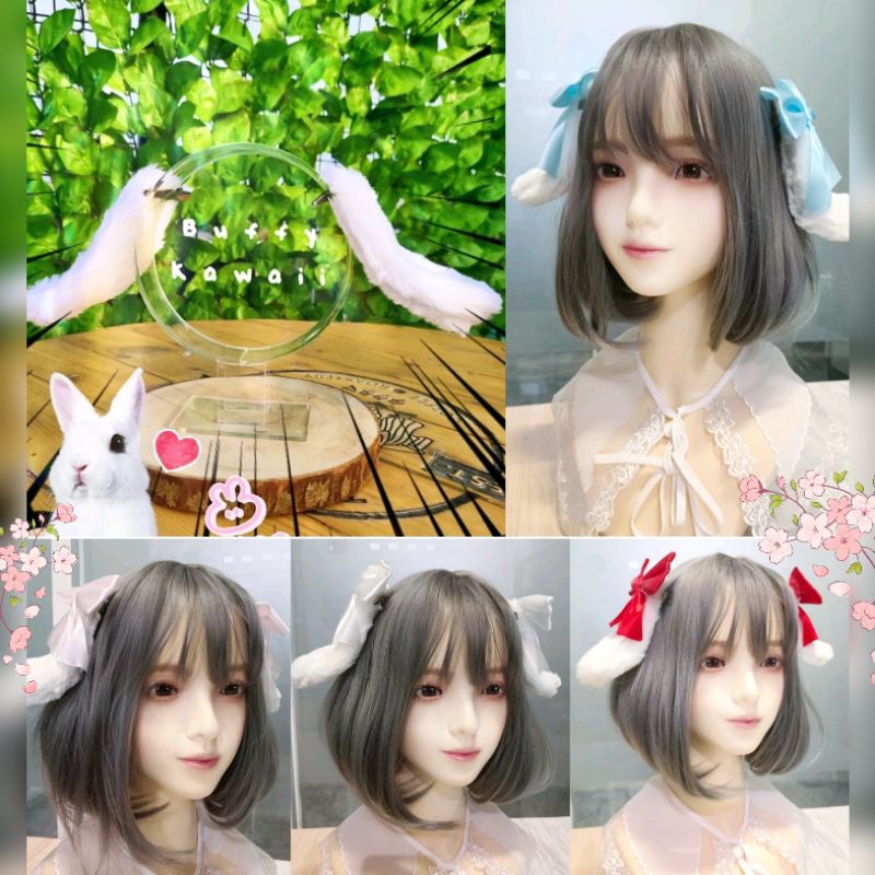 hairclip floppy bunny ear lace lolita harajuku cosplay animal white rabbit kelinci buffy kawaii