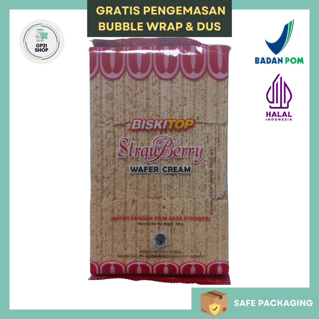 

Biskitop Wafer Cream Strawberry 300gr - Biskuit Wafer Stroberi Snack Cemilan Murah Enak