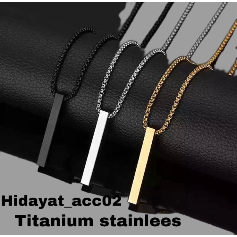 KALUNG PRIA DAN WANITA KALUNG TITANIUM STAINLEES MODEL LIONTIN BALOK KALUNG ROLLO