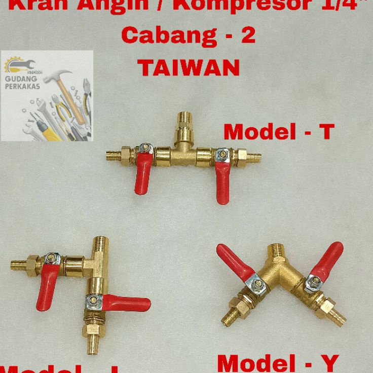 Kran Angin Kompresor 14 CABANG 2  Air Cock Hato 14 Inch Kuningan Cabang2  N